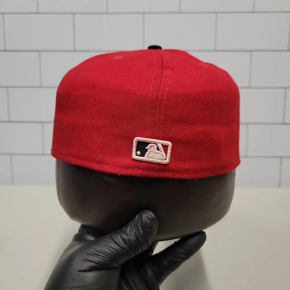 New Era Cincinnati Reds 59FIFTY Fitted Hat 7 3/8 Red Black MLB Plain Logo